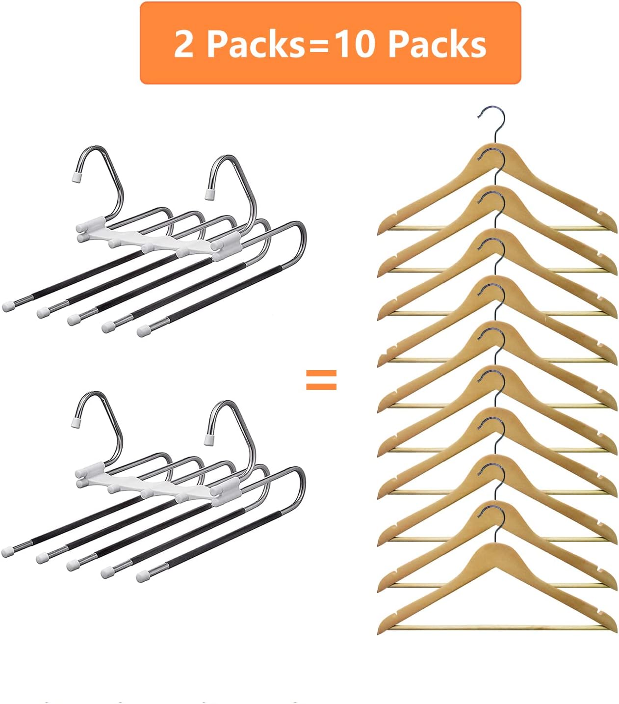 Kalimdor Pants Hangers 2 Pack Space Saving Metal Closet Organizer.Clothes Pants Hangers.Anti-Slip Design.Closet Organizers and Storage for Pants Jeans Skirts Scarf Legging - Image 6