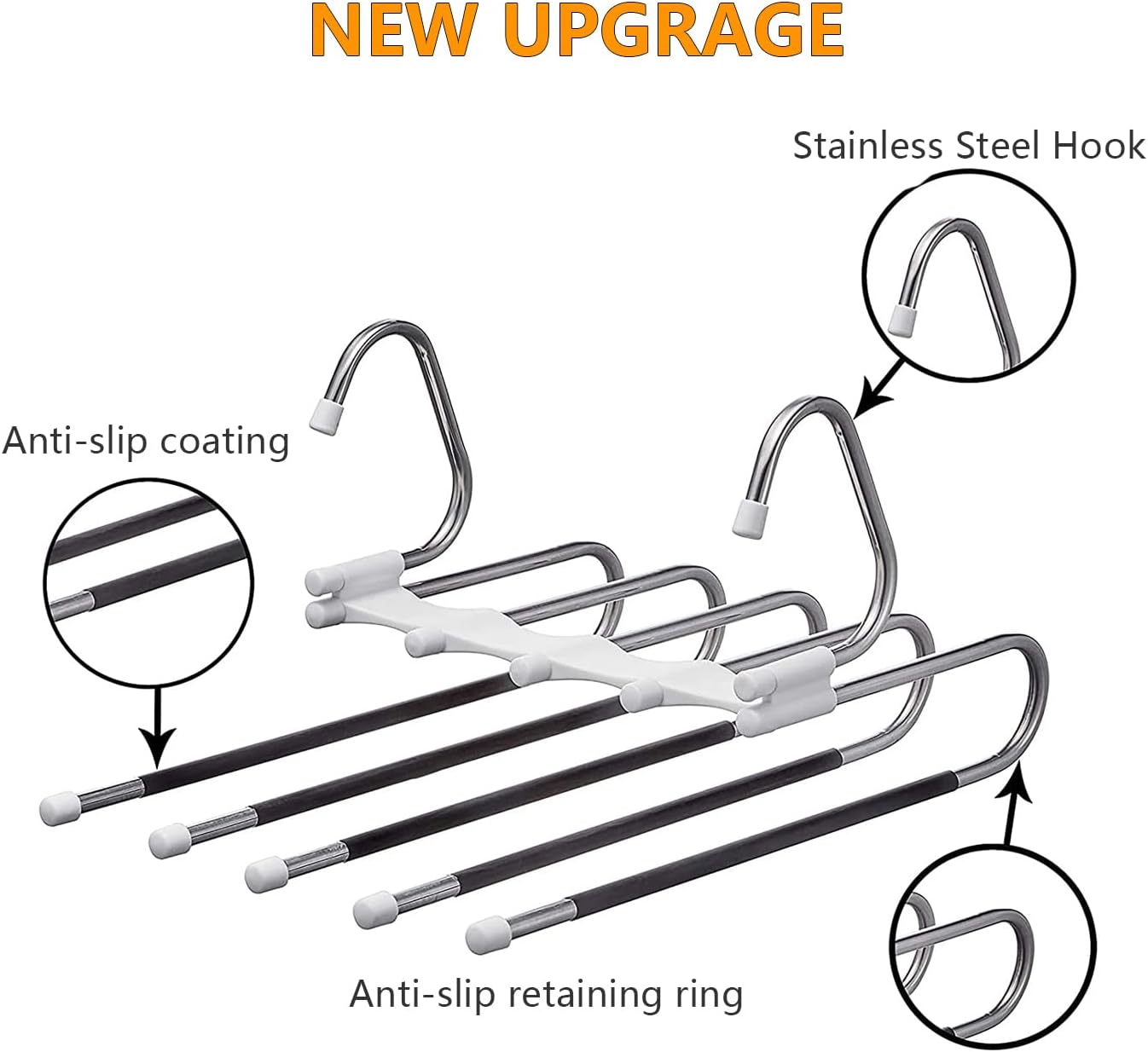 Kalimdor Pants Hangers 2 Pack Space Saving Metal Closet Organizer.Clothes Pants Hangers.Anti-Slip Design.Closet Organizers and Storage for Pants Jeans Skirts Scarf Legging - Image 4