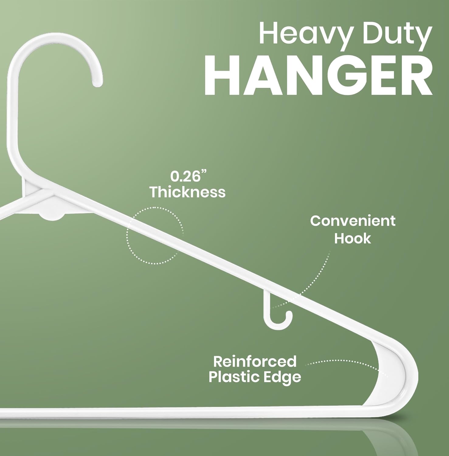 Utopia Home Plastic Hangers 20 Pack – Built-in Strap Hooks White | Space saving | Durable & strong | Closet organizer | Clothes hangers | Ideal for shirts. pants. skirts & coats - Image 2