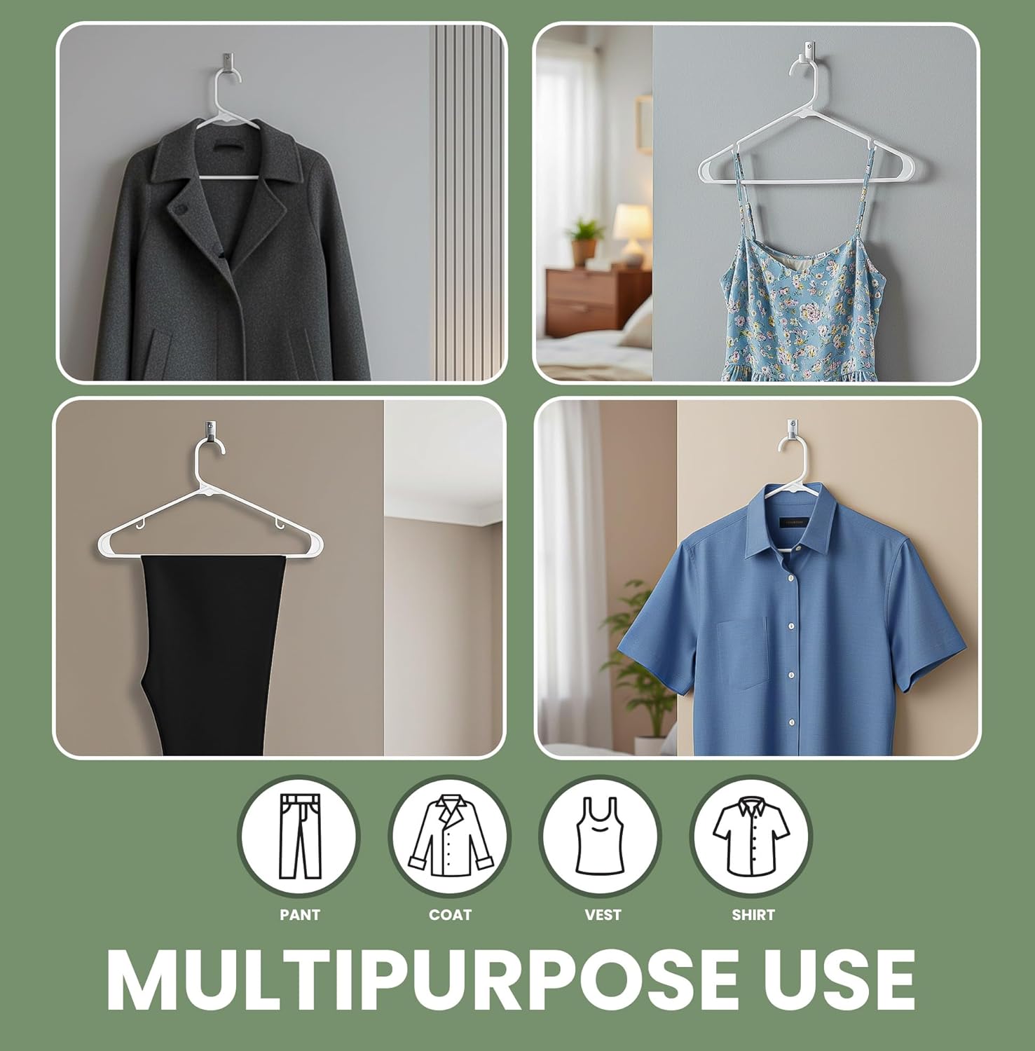 Utopia Home Plastic Hangers 20 Pack – Built-in Strap Hooks White | Space saving | Durable & strong | Closet organizer | Clothes hangers | Ideal for shirts. pants. skirts & coats - Image 4