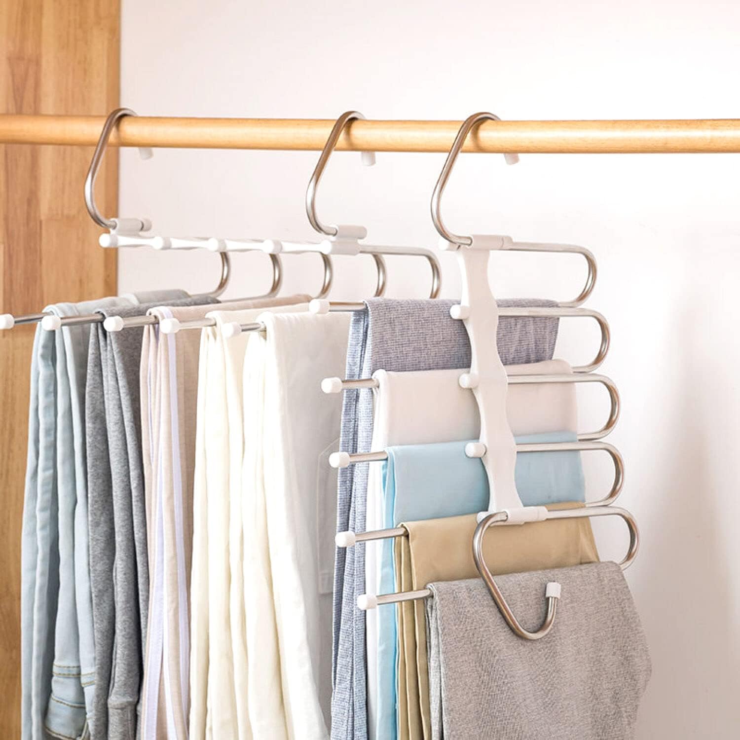 Kalimdor Pants Hangers 2 Pack Space Saving Metal Closet Organizer.Clothes Pants Hangers.Anti-Slip Design.Closet Organizers and Storage for Pants Jeans Skirts Scarf Legging