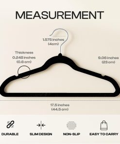 Alternative view of Utopia Home Velvet Hangers 50 Pack – Luxury Non-Slip Slim Hangers Black | Luxury Non-Slip Slim Pant & Coat Hangers. Strong Space-Saving Clothes Hangers with Pants Bar and 360° Swivel Hook