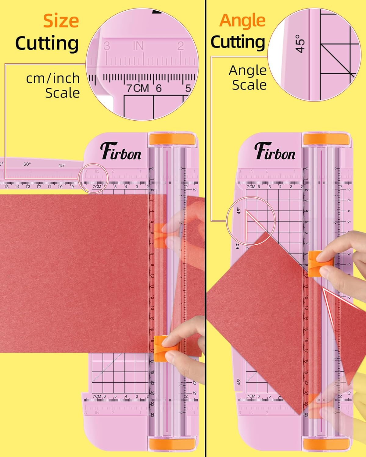 Firbon Pink A5 Paper Cutter. Straight Small Paper Trimmer with Side Ruler for Scrapbooking Craft. Paper. Coupon. Label. Cardstock - Image 3