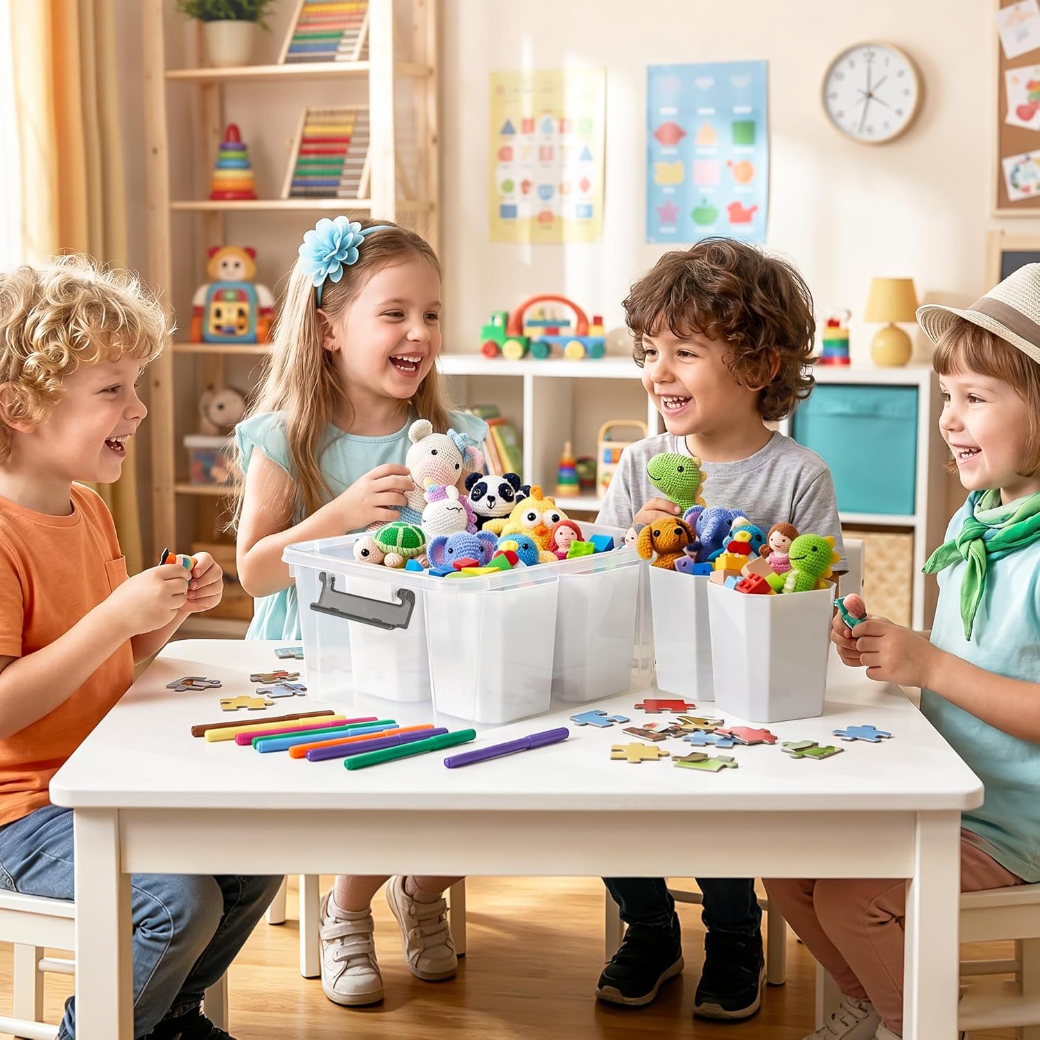 Citylife 17QT Craft Organizers and Storage bins with Lids. Marker Organizer | Clear Plastic. Art Supply Organizer for Markers. Crayons and Crafts. 6 Detachable Inserts. Versatile Stackable. No Assembly - Image 9